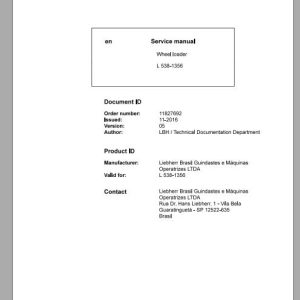 Liebherr Wheel Loader L538 1356 Service ManualsEN 1