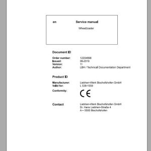 Liebherr Wheel Loader L538 1559 Service ManualsEN 1