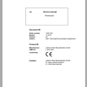 Liebherr Wheel Loader L542 1269 Service ManualsEN 1kAHfr