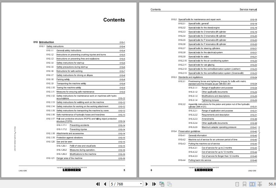 Liebherr Wheel Loader L542 1269 Service ManualsEN 2 1