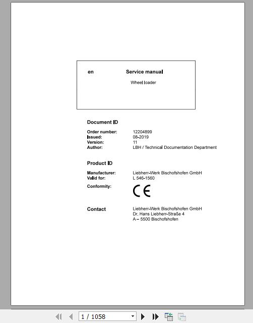 Liebherr Wheel Loader L546 1560 Service ManualsEN 1