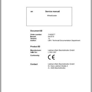 Liebherr Wheel Loader L550 1287 Service ManualsEN 1