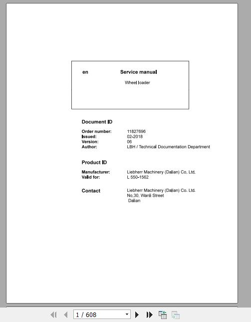 Liebherr Wheel Loader L550 1562 Service ManualsEN 1