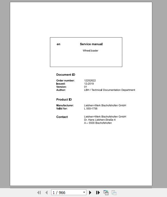 Liebherr Wheel Loader L550 1756 Service ManualsEN 1
