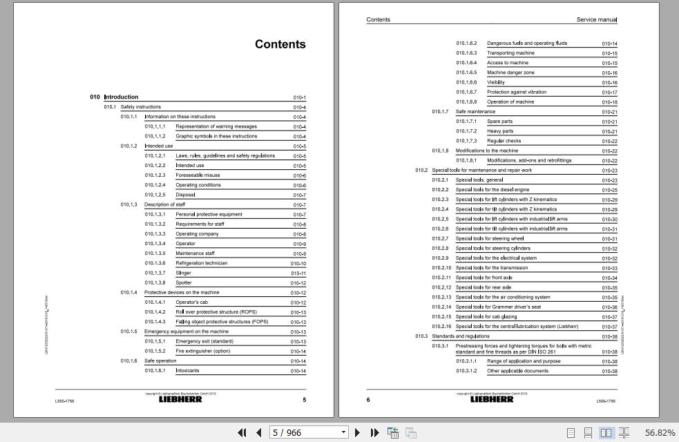 Liebherr Wheel Loader L550 1756 Service ManualsEN 2