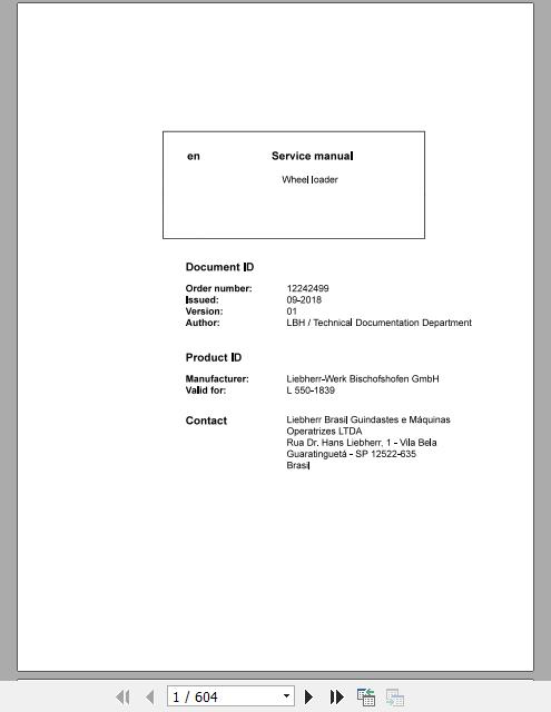 Liebherr Wheel Loader L550 1839 Service ManualsEN 1