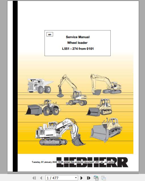 Liebherr Wheel Loader L551 274 Service ManualsEN 1