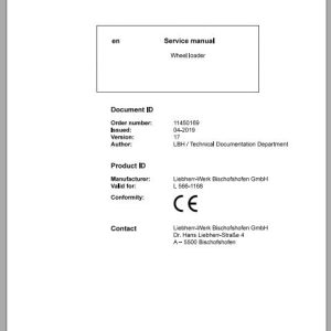 Liebherr Wheel Loader L566 1168 Service ManualsEN 1