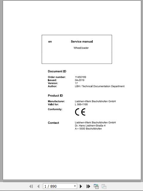 Liebherr Wheel Loader L566 1168 Service ManualsEN 1