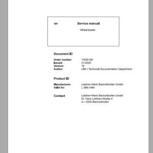 Liebherr Wheel Loader L566 1484 Service ManualsEN 1