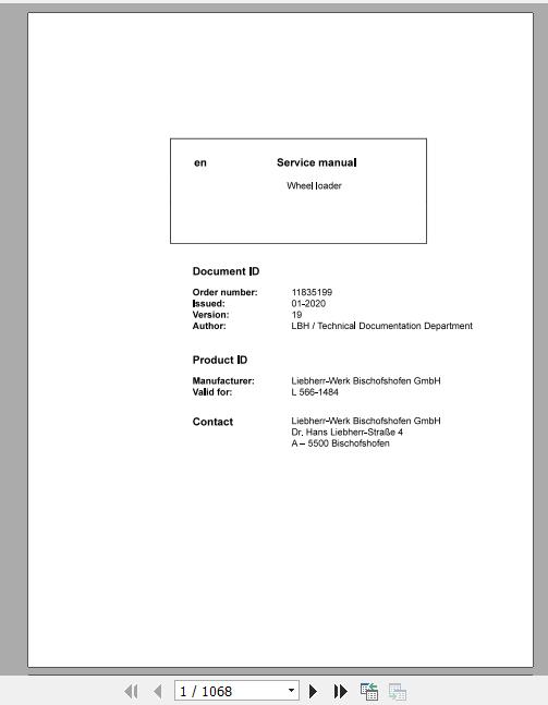 Liebherr Wheel Loader L566 1484 Service ManualsEN 1