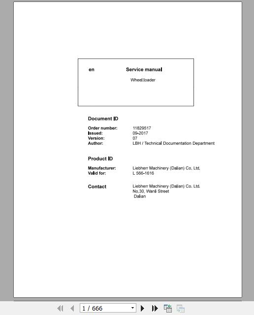Liebherr Wheel Loader L566 1616 Service ManualsEN 1