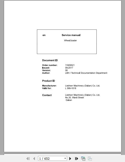 Liebherr Wheel Loader L566 1618 Service ManualsEN 1 1
