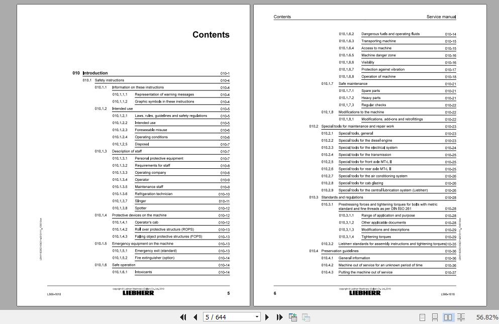Liebherr Wheel Loader L566 1618 Service ManualsEN 2