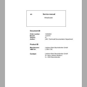 Liebherr Wheel Loader L566 1758 Service ManualsEN 1