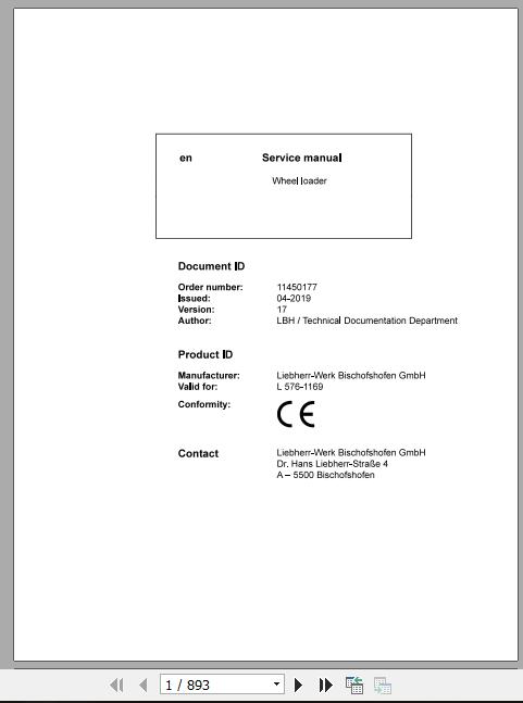 Liebherr Wheel Loader L576 1169 Service ManualsEN 1