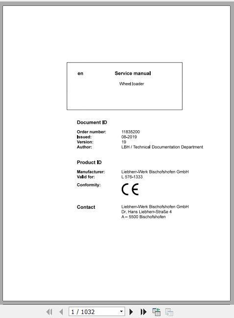 Liebherr Wheel Loader L576 1333 Service ManualsEN 1 1