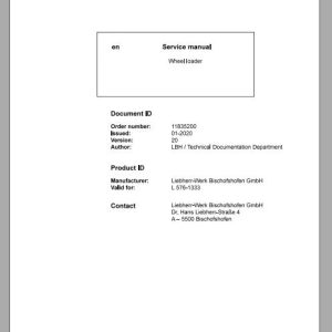 Liebherr Wheel Loader L576 1333 Service ManualsEN 1