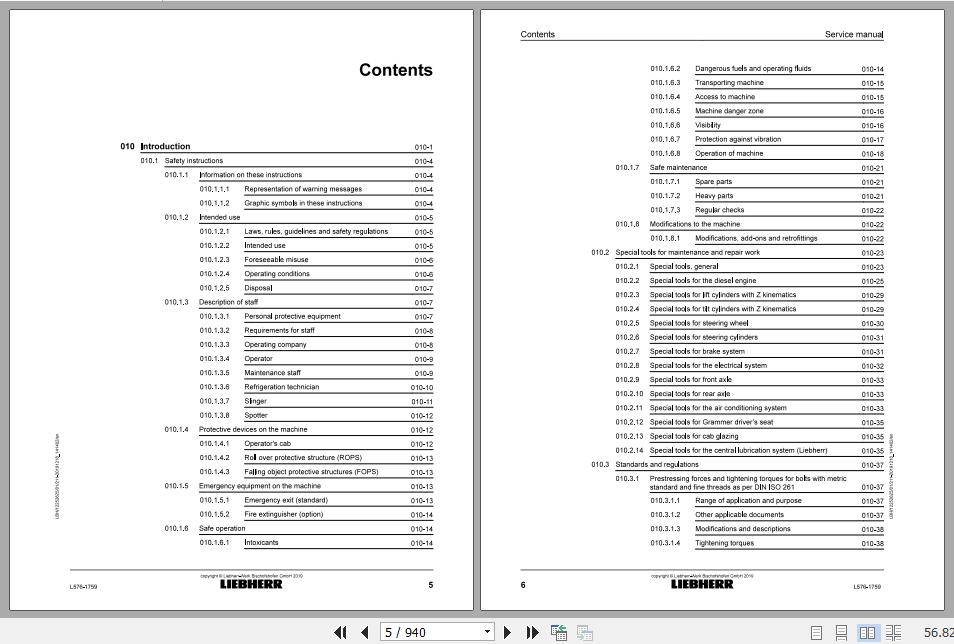 Liebherr Wheel Loader L576 1759 Service ManualsEN 2