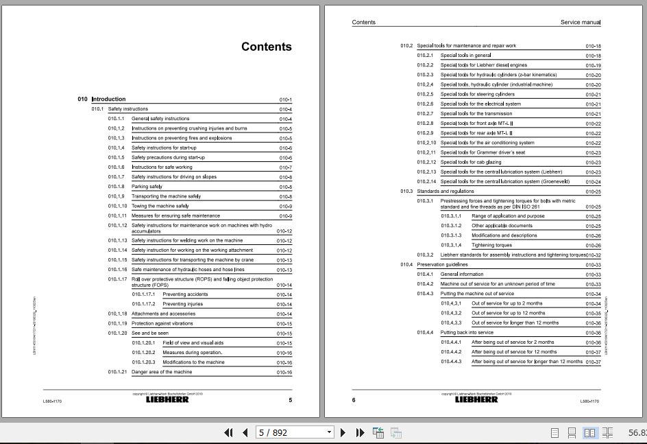 Liebherr Wheel Loader L580 1170 Service ManualsEN 2