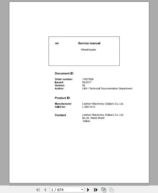 Liebherr Wheel Loader L580 1412 Service ManualsEN 1 1