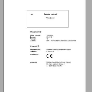 Liebherr Wheel Loader L580 1414 Service ManualsEN 1 1