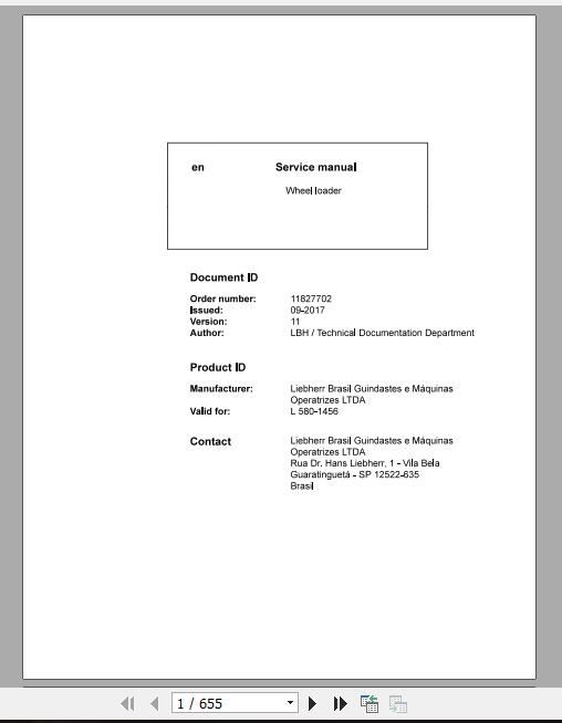 Liebherr Wheel Loader L580 1456 Service ManualsEN 1 1
