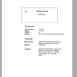 Liebherr Wheel Loader L580 1456 Service ManualsEN 1