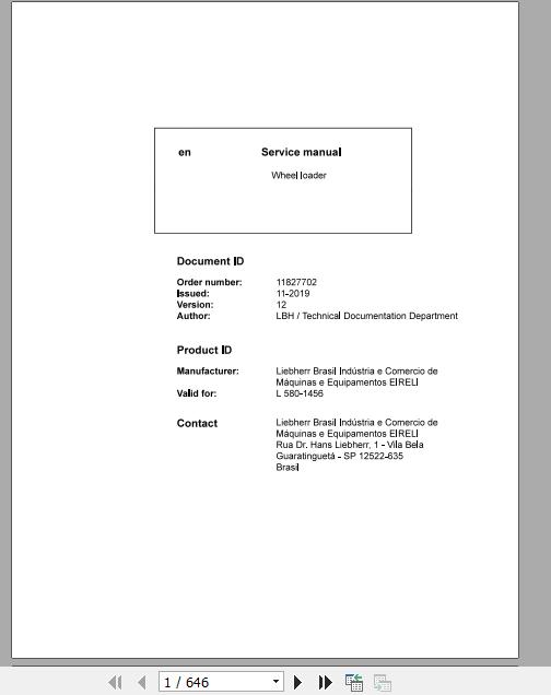 Liebherr Wheel Loader L580 1456 Service ManualsEN 1