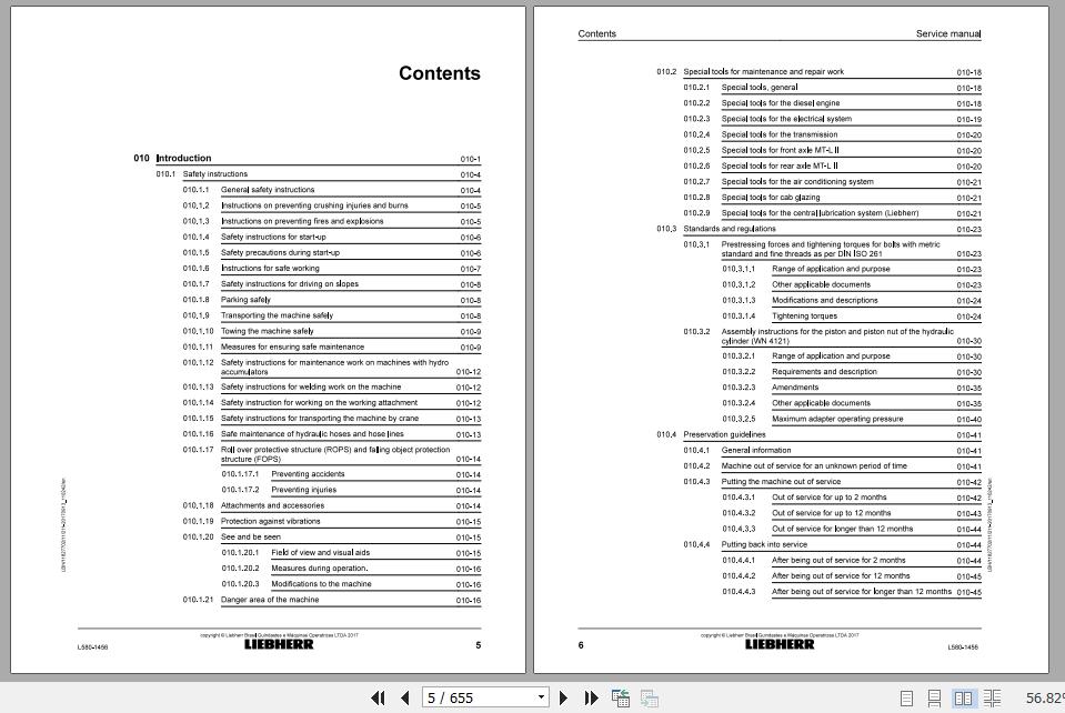 Liebherr Wheel Loader L580 1456 Service ManualsEN 2 1
