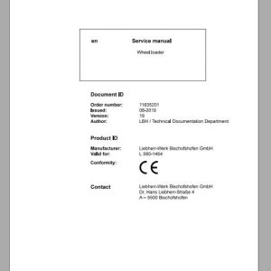 Liebherr Wheel Loader L580 1464 Service ManualsEN 1 1