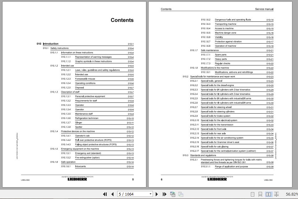 Liebherr Wheel Loader L580 1464 Service ManualsEN 2 1