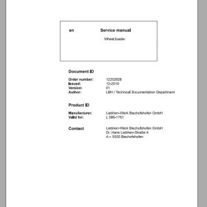 Liebherr Wheel Loader L586 1761Service ManualsEN 1
