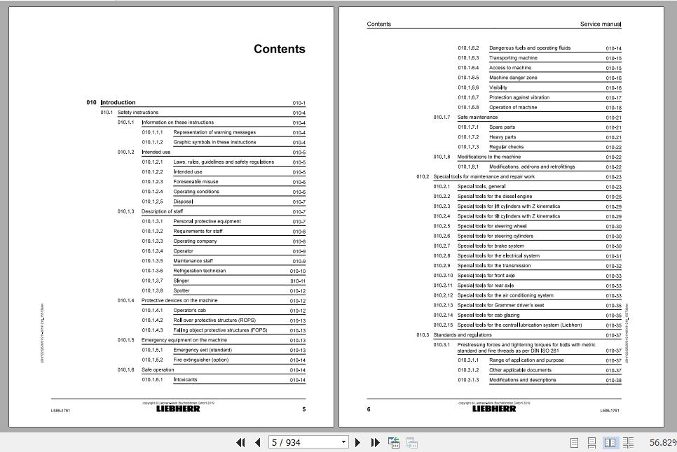 Liebherr Wheel Loader L586 1761Service ManualsEN 2
