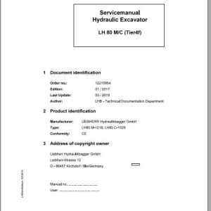 Liebherr Wheeled Crawler Excavators LH80 MC Service ManualsEN 1
