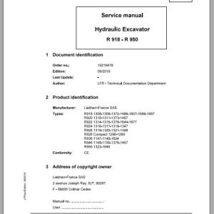 Liebherr Wheeled Crawler Excavators R918 R950 Service ManualsEN 1