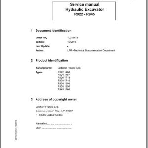 Liebherr Wheeled Crawler Excavators R922 R945 Service ManualsEN 1