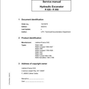 Liebherr Wheeled Crawler Excavators R926 R950 Service ManualsEN 1