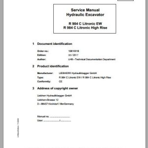 Liebherr Wheeled Crawler Excavators R984C LI HR Service ManualsEN 1