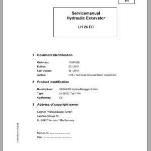 Liebherr Wheeled and Crawler Excavators LH26EC Service ManualsEN 1