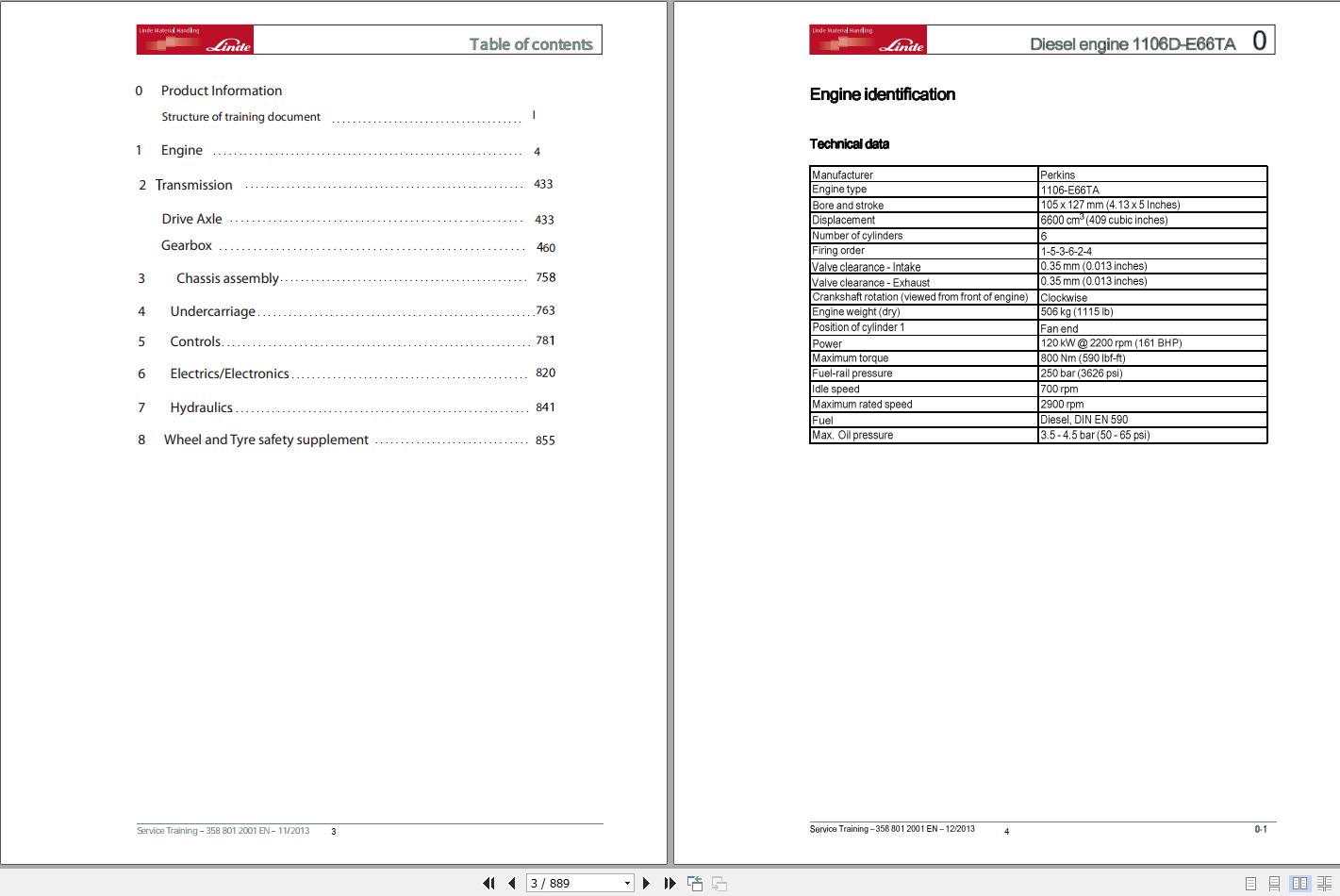 Linde Forklift Series 358H120 1200H140 1200H160 1200H160 EN1311 Service Manual2