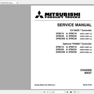 Mitsubishi Forklift 2FBC18 36 48V 99759 70100 Service Manual 1