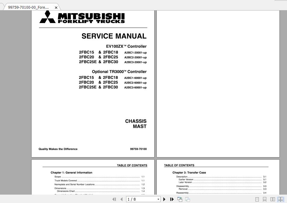 Mitsubishi Forklift 2FBC30 72 80V Service Manual 1