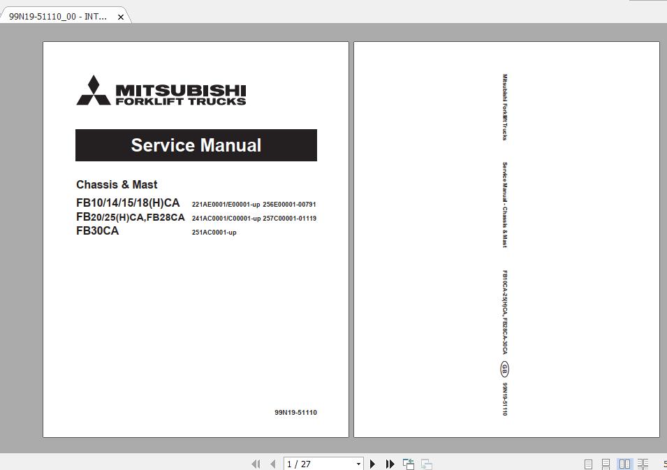 Mitsubishi Forklift FB10CA Service Manual 1