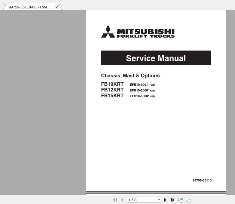 Mitsubishi Forklift FB10KRT Service Manual 1