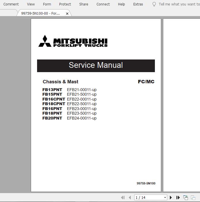 Mitsubishi Forklift FB13PNT Service Manual 1