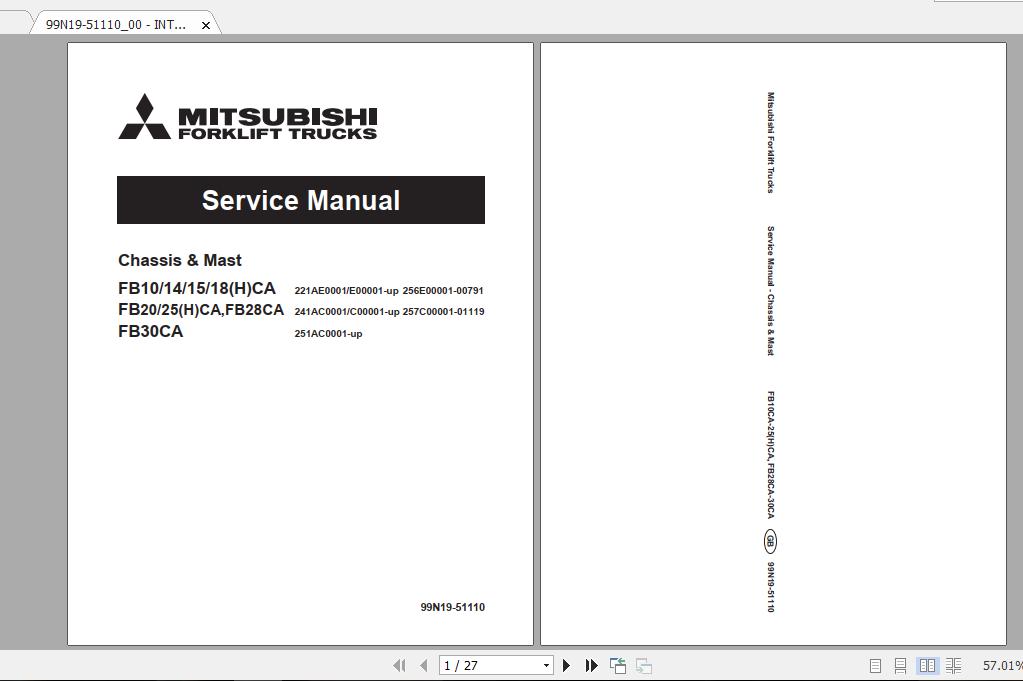 Mitsubishi Forklift FB14CA Service Manual 1