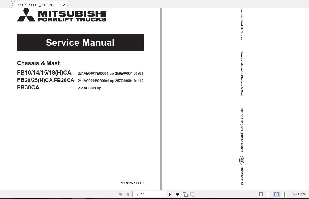 Mitsubishi Forklift FB15CA Service Manual 1