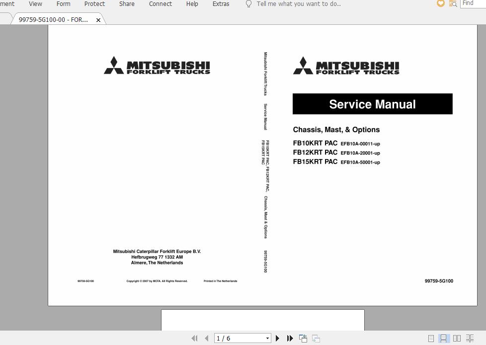 Mitsubishi Forklift FB15KRT PAC Service Manual 1