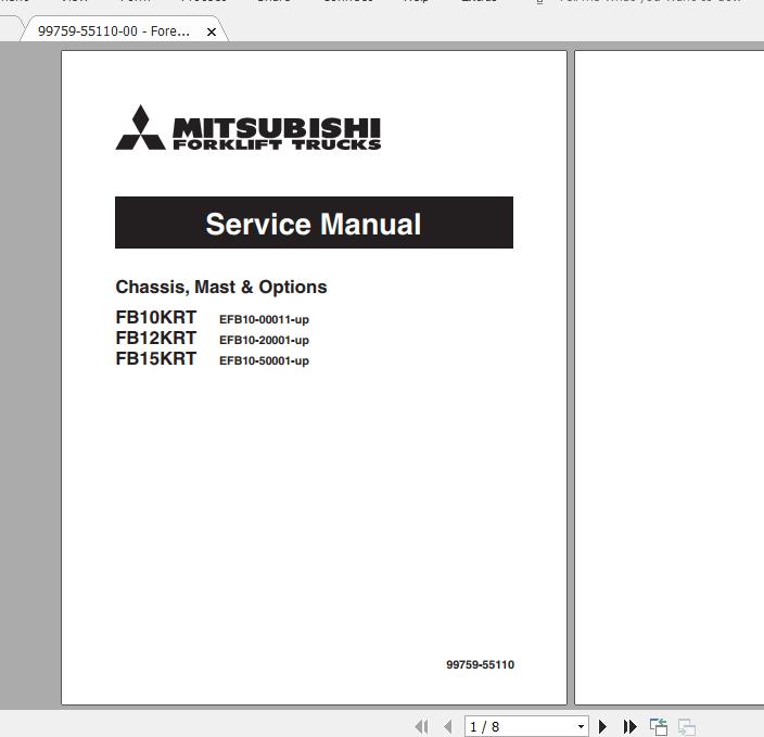 Mitsubishi Forklift FB15KRT Service Manual 1